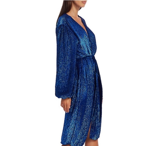 NEW❗️Retrofete Audrey Shimmery Robe Wrap Dress in Royal Blue 💙 - Picture 8 of 12